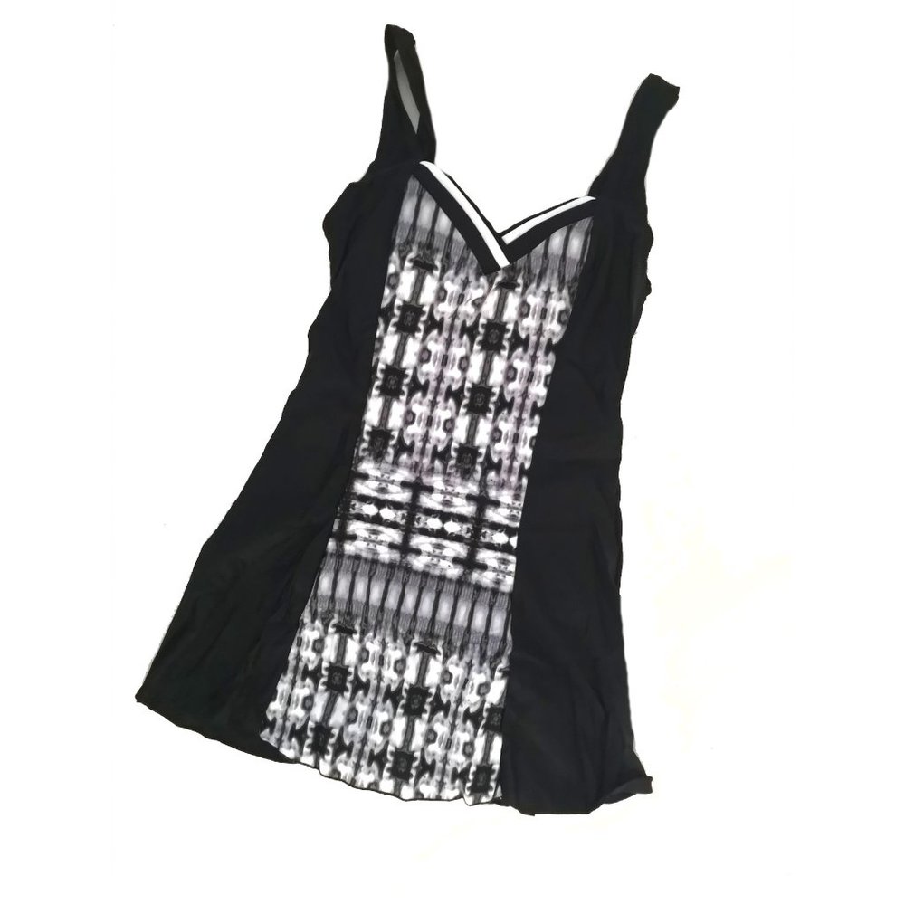 nwt Onepiece Swimsuit Dress black/white S
